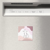 Minimalistisch Black Cat Bio Boho Formen Monogram Magnet (In Situ (Geschirrspüler))