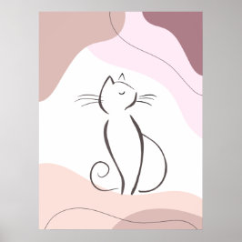 Minimalistisch Black Cat Boho Bio Form Poster