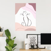 Minimalistisch Black Cat Boho Bio Form Poster (Heimbüro)