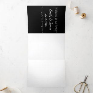 Minimalistisch Black Cat Silhouette Dreifach Gefaltete Einladung