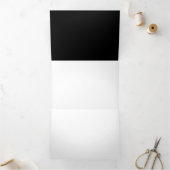 Minimalistisch Black Cat Silhouette Dreifach Gefaltete Einladung (Innenseite)