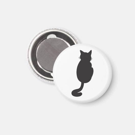 Minimalistisch Black Cat Silhouette Magnet (Vorderseite/Rückseite)