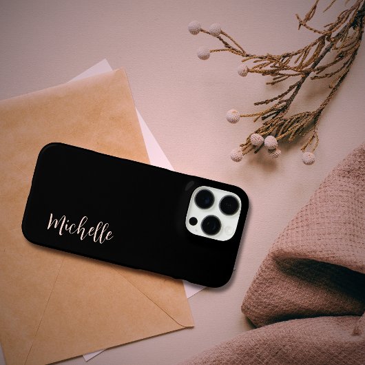 Minimalistisch Black Chic Rose Gold Script Case-Mate iPhone Hülle