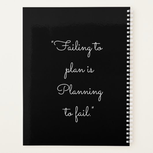 Minimalistisch Black Custom Monatsschrift Planer (Rückseite)