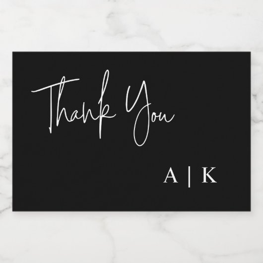 Minimalistisch Black Dankeschön an benutzerdefinie Schaumweinetikett (Einzelnes Label)