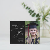 Minimalistisch Black Elegant Script GRAD Vielen Da Postkarte (Stehend Vorderseite)