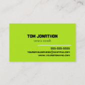 Minimalistisch Black Fluorescent Gelb Tennistraine Visitenkarte (Rückseite)