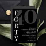 Minimalistisch Black FORTY 40. Geburtstag Party Einladung<br><div class="desc">Minimalistische Schwarz-weiße FORTY 40. Geburtstag Party Einladung. Moderne Elegante Kalligraphie FORTY 40. Geburtstagseinladung 40 hat noch nie so gut ausgesehen 🎉 Mit unserer modernen eleganten Kalligraphie Schwarz und Weiß 40. Geburtstagseinladung das Party richtig starten. Keine einfache Einladung hier, nur schicke Eleganz! #Turning40 #BirthdayCelebration Turning FORTY verdient ein Fest, das nicht...</div>
