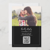 Minimalistisch | Black Foto QR Code Wedding Einladung (Rückseite)