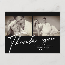 Minimalistisch Black Frame 2 Foto Hochzeit Vielen  Postkarte