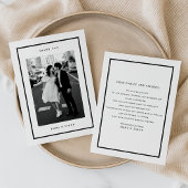 Minimalistisch Black Frame Foto Hochzeit Vielen Da Dankeskarte