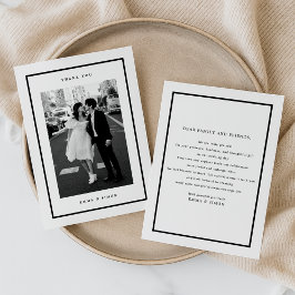 Minimalistisch Black Frame Foto Hochzeit Vielen Da Dankeskarte