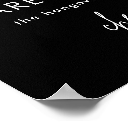 Minimalistisch Black Funny Wedding Open Bar Sign Poster (Ecke)