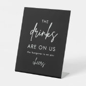 Minimalistisch Black Funny Wedding Open Bar Sign Sockelschild (Vorderseite)