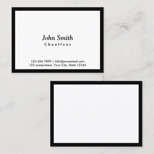 Minimalistisch Black Gerahmt Eleganter Chauffeur Visitenkarte (Vorne/Hinten)