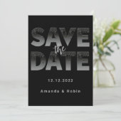 Minimalistisch Black Glitzer Tropfen Hochzeitssemb Save The Date (Stehend Vorderseite)