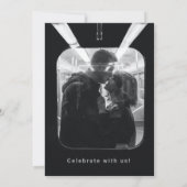 Minimalistisch Black Glitzer Tropfen Hochzeitssemb Save The Date (Rückseite)