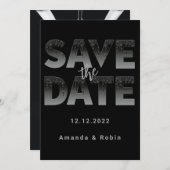 Minimalistisch Black Glitzer Tropfen Hochzeitssemb Save The Date (Vorne/Hinten)