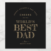 Minimalistisch Black & Gold Cheers Weltbesten Vate Weinetikett (Einzelnes Label)