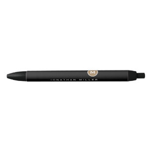 Minimalistisch Black Gold Classic Monogramm Kugelschreiber