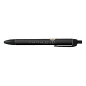 Minimalistisch Black Gold Classic Monogramm Kugelschreiber (Unterseite)