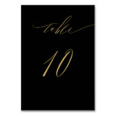 Minimalistisch Black Gold Elegant Script 10 Weddin Tischnummer (Rückseite)