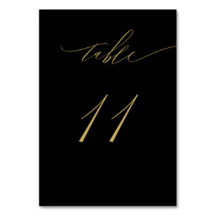 Minimalistisch Black Gold Elegant Script 11 Weddin Tischnummer