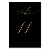 Minimalistisch Black Gold Elegant Script 11 Weddin Tischnummer (Rückseite)