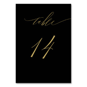 Minimalistisch Black Gold Elegant Script 14 Weddin Tischnummer