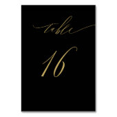 Minimalistisch Black Gold Elegant Script 16 Weddin Tischnummer (Rückseite)