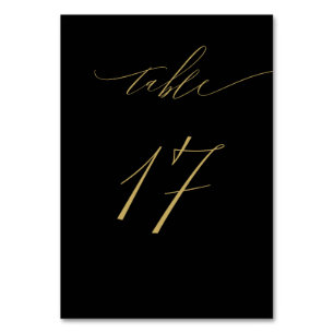 Minimalistisch Black Gold Elegant Script 17 Weddin Tischnummer