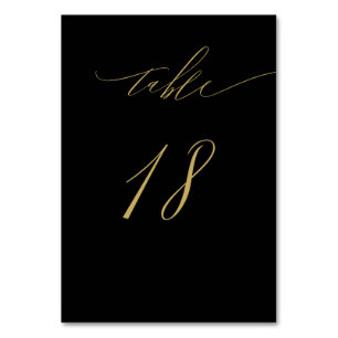 Minimalistisch Black Gold Elegant Script 18 Weddin Tischnummer
