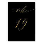 Minimalistisch Black Gold Elegant Script 19 Weddin Tischnummer (Vorderseite)