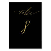 Minimalistisch Black Gold Elegante Script No. 8 We Tischnummer (Rückseite)
