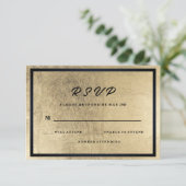 Minimalistisch Black Gold Luxury Wedding RSVP Karte (Stehend Vorderseite)