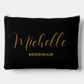 Minimalistisch Black Gold Personalisiert Bridesmai Zubehörtasche (Vorderseite)