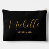 Minimalistisch Black Gold Personalisiert Bridesmai Zubehörtasche (Rückseite)
