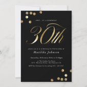 Minimalistisch Black Gold Überraschung 30. Geburts Einladung (Vorderseite)