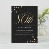 Minimalistisch Black Gold Überraschung 80. Geburts Einladung (Stehend Vorderseite)