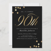 Minimalistisch Black Gold Überraschung 90. Geburts Einladung (Vorderseite)