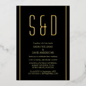 Minimalistisch Black Golden Simple Folieneinladung (Vorderseite)