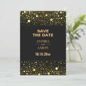 Minimalistisch Black Gray Gold Glitzer Dots 12x18" Save The Date (Stehend Vorderseite)