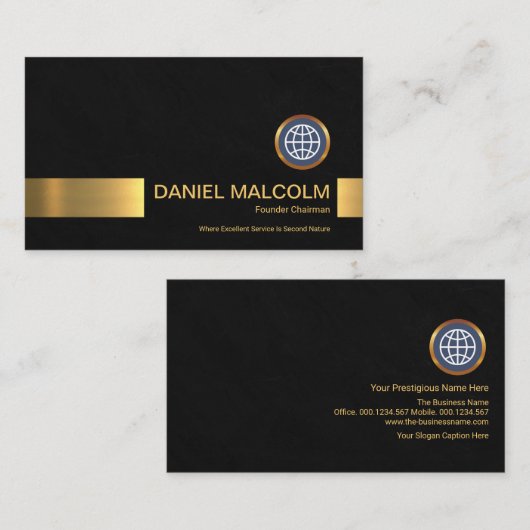 Minimalistisch Black Grunge Gold Stripe Gründer CE Visitenkarte (Vorne/Hinten)