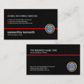 Minimalistisch Black Grunge Red Line Geschäftsführ Visitenkarte (Vorne/Hinten)