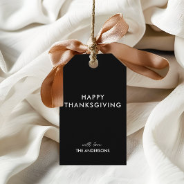 Minimalistisch Black Happy Thanksgiving Geschenkanhänger