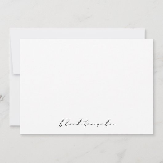 Minimalistisch Black Krawatte Gala Einladung (Rückseite)