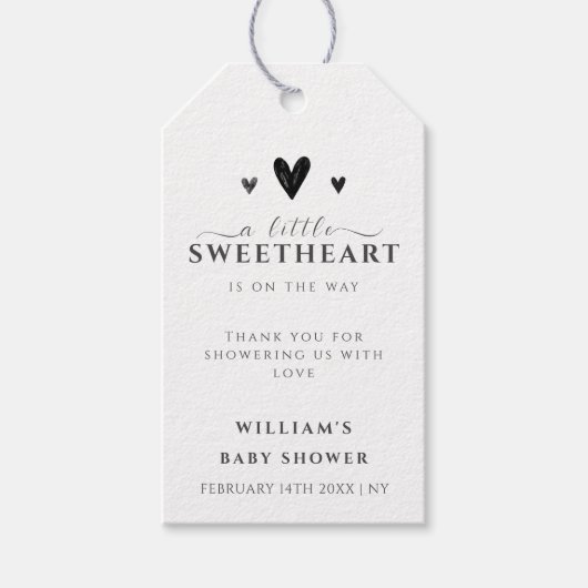 Minimalistisch Black Little Sweetheart Babydusche Geschenkanhänger (Vorderseite)