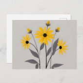 Minimalistisch Black Mit Augen Susan Blume Postkarte (Vorne/Hinten)