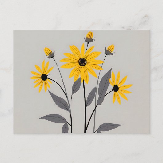 Minimalistisch Black Mit Augen Susan Blume Postkarte (Vorderseite)