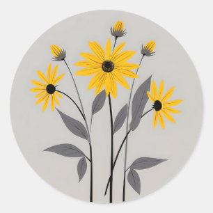Minimalistisch Black Mit Augen Susan Blume Runder Aufkleber